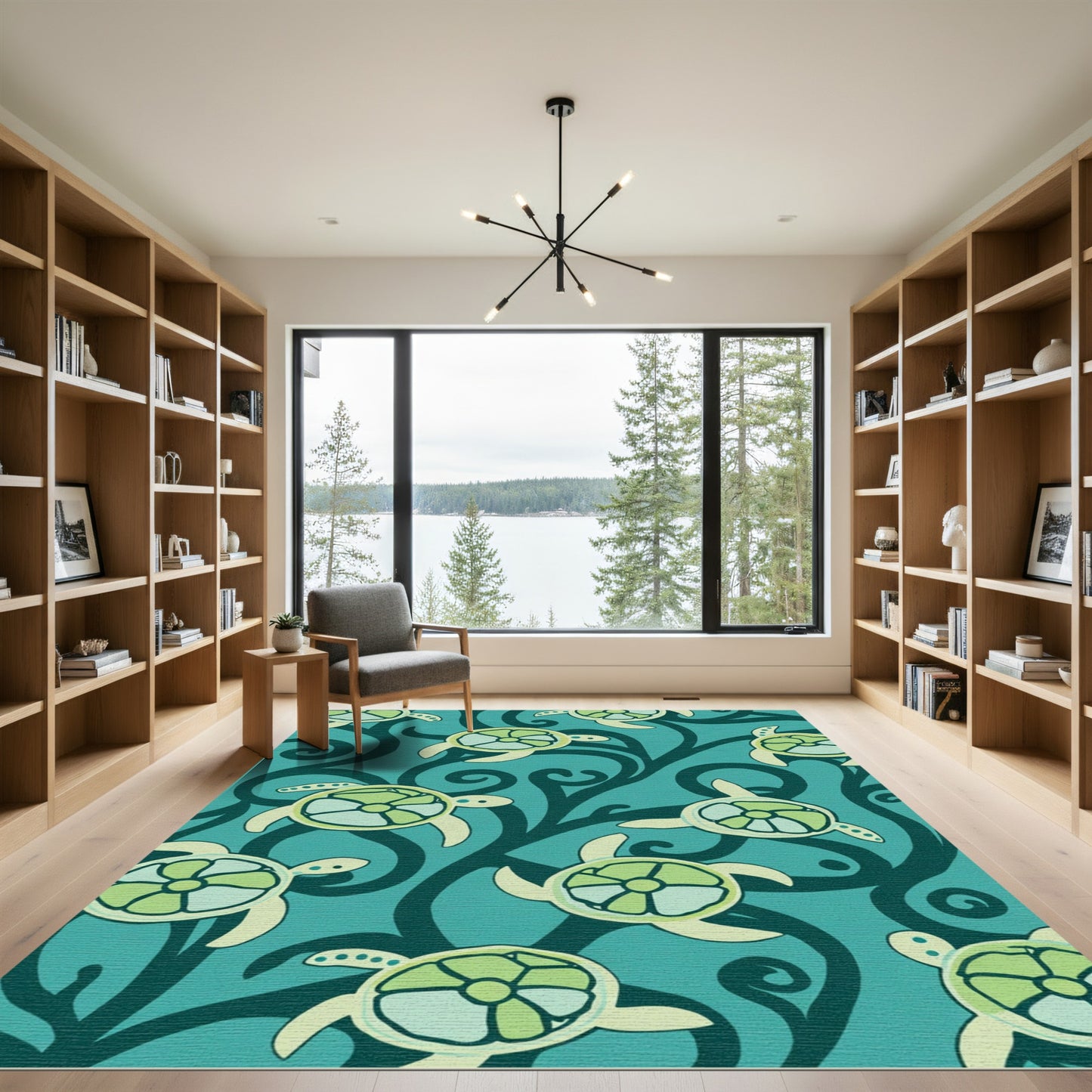 Turquoise And Green Sea Turtle Swirls Rug