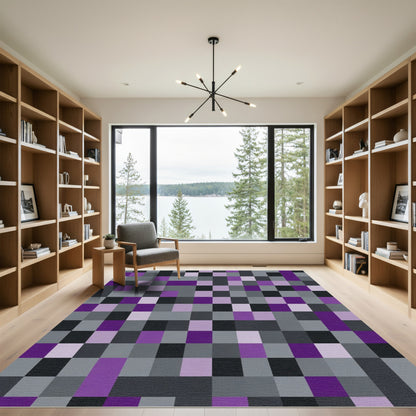 Amethyst Gray Pixel Grid Rug