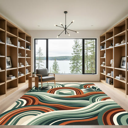 Abstract Earthy Tone Arch Wave Landscape Rug