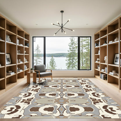 Neutral Earth Tones Organic Symmetry Rug