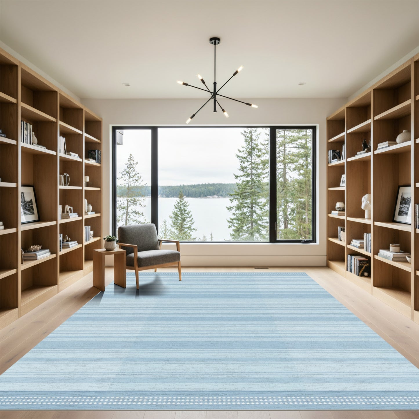Subtle Blue Striped Horizontal Lines Rug