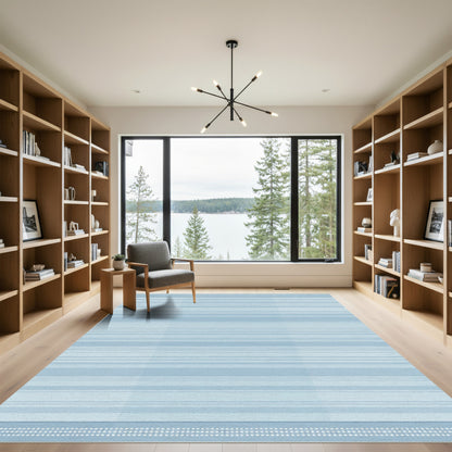 Subtle Blue Striped Horizontal Lines Rug