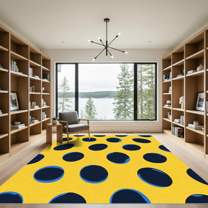 Bold Yellow Navy Oval Burst Rug