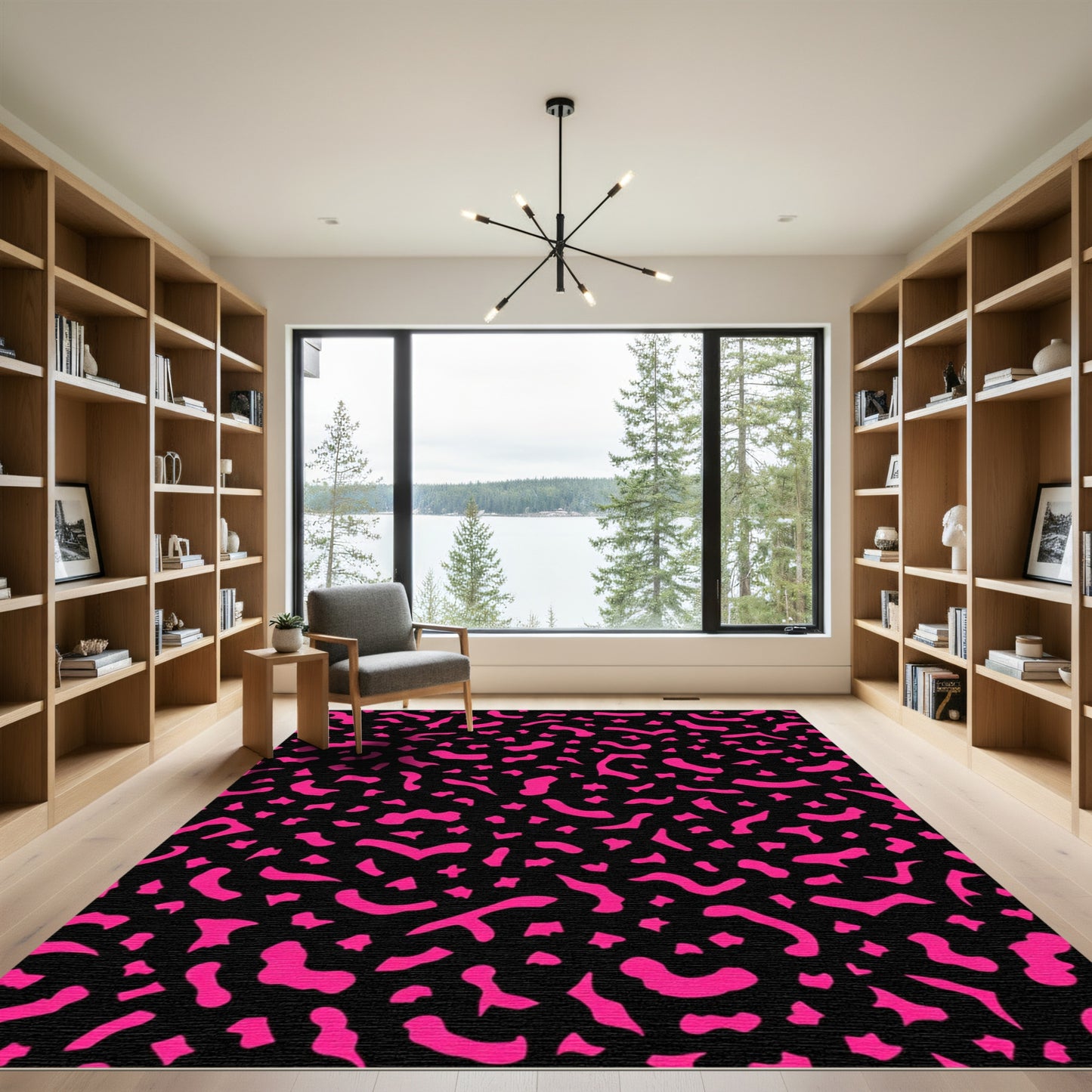 Hot Pink Abstract Memphis Shapes Rug
