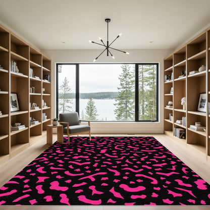 Hot Pink Abstract Memphis Shapes Rug