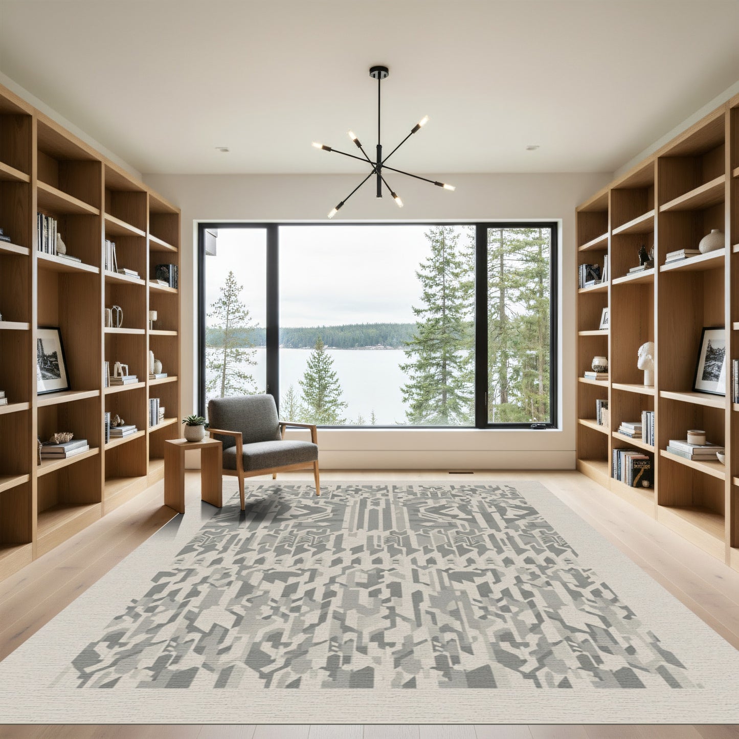 Geometric Abstract Gray Composition Rug