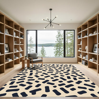 Abstract Navy Bean Field Rug