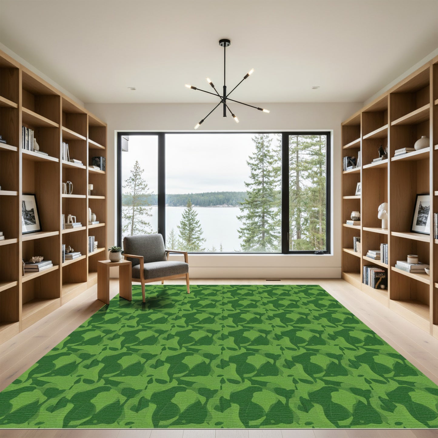 Forest Green Leafy Camouflage Rug