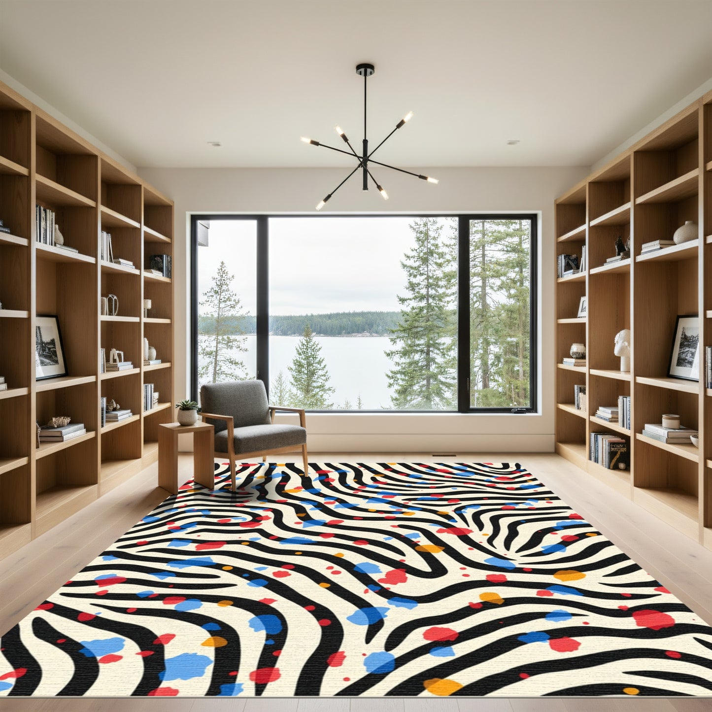 Bold Zebra Stripes Splattered Colors Rug