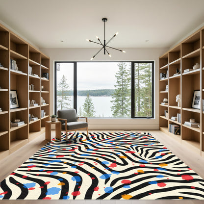 Bold Zebra Stripes Splattered Colors Rug