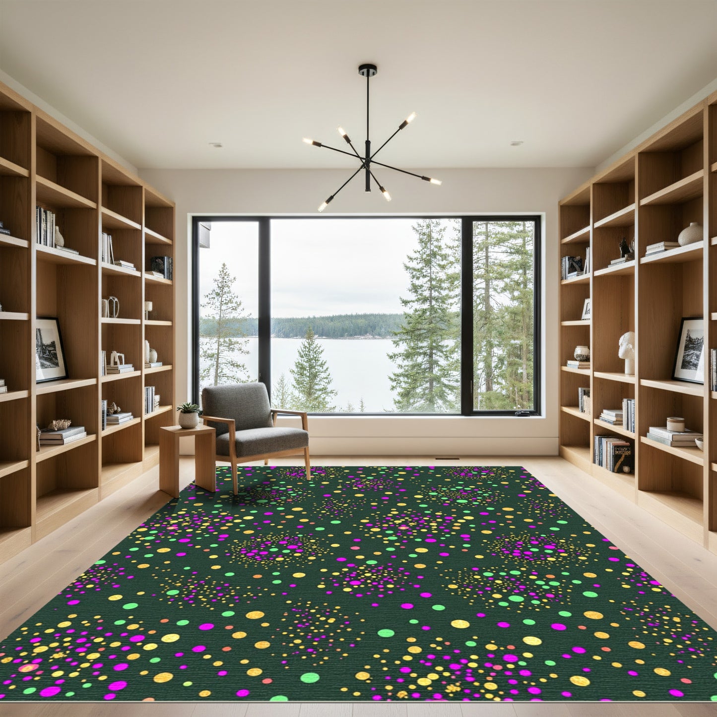 Cosmic Gold and Magenta Confetti Scatter Rug