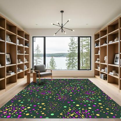 Cosmic Gold and Magenta Confetti Scatter Rug