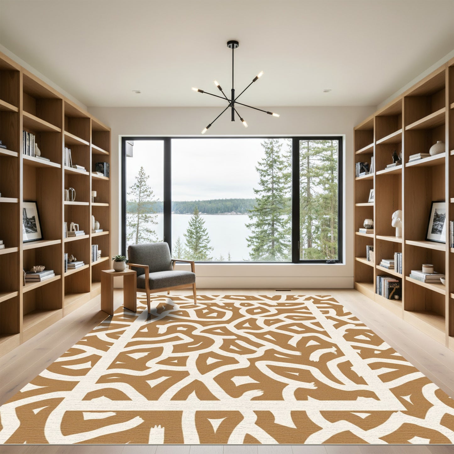 Earthy Tones Abstract Organic Lines Rug