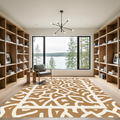 Earthy Tones Abstract Organic Lines Rug