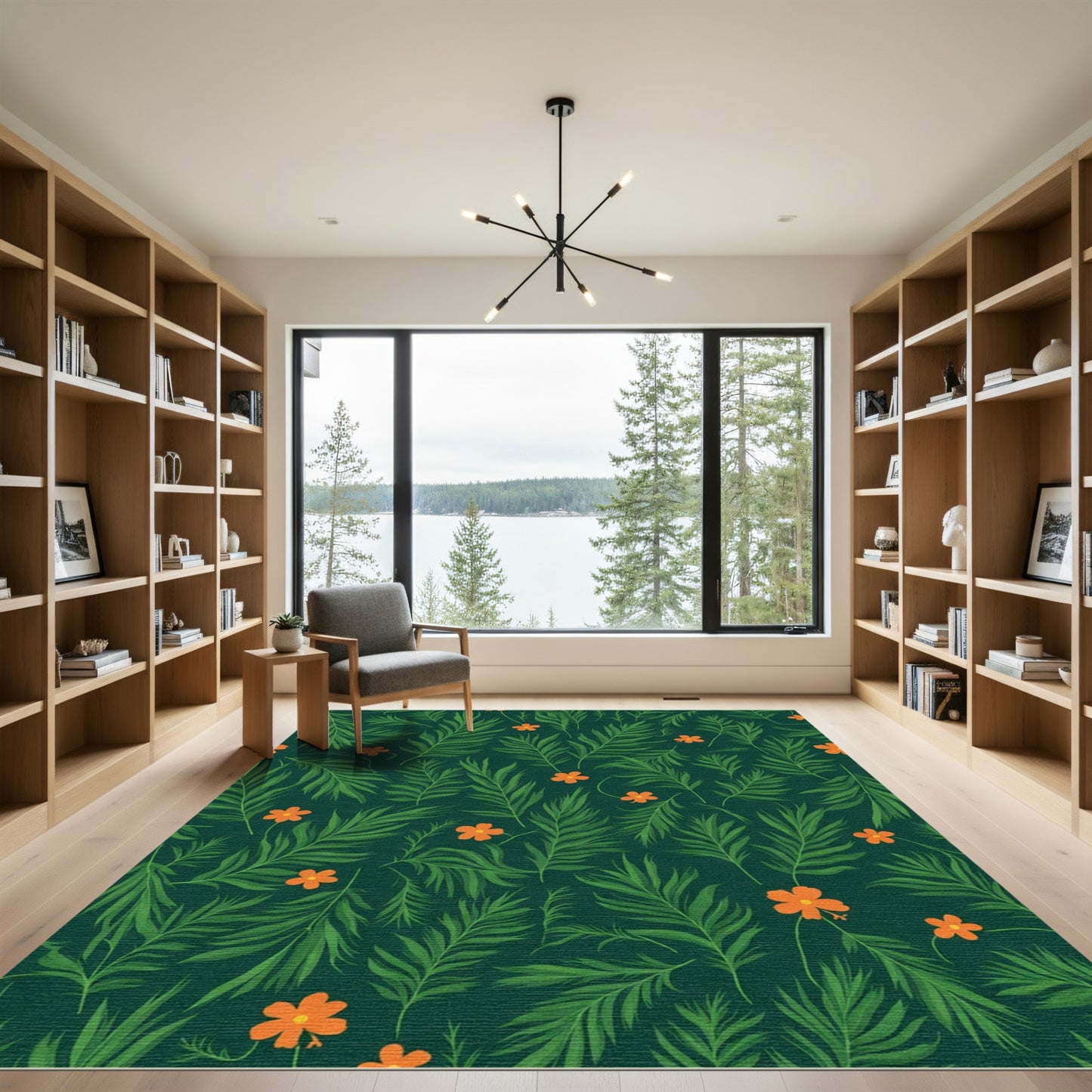 Lush Orange Blossom Fern Grove Accents Rug