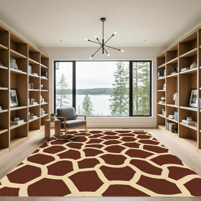 Rich Brown Tan Giraffe Animal Print Rug
