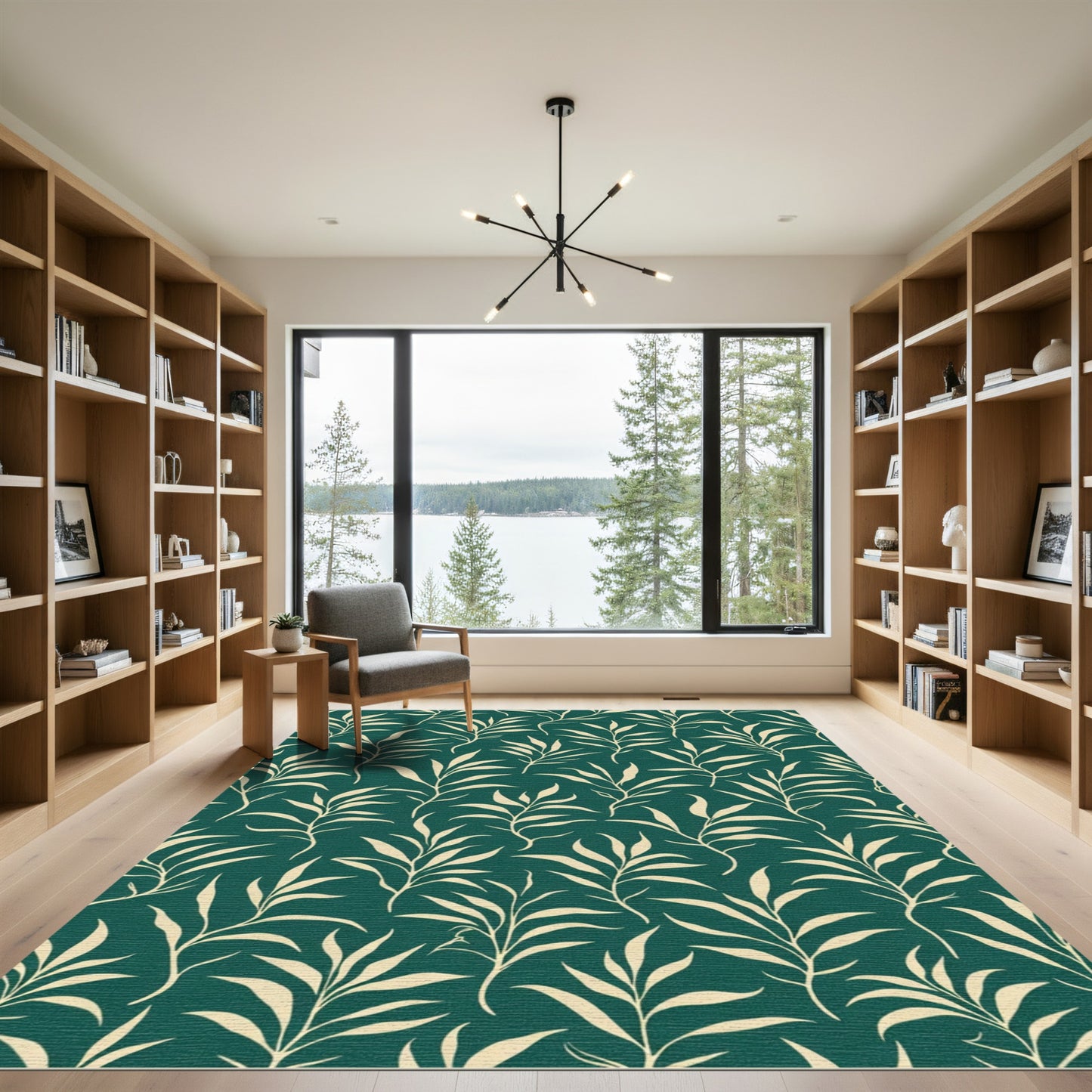 Emerald Green Leafy Branches Rug