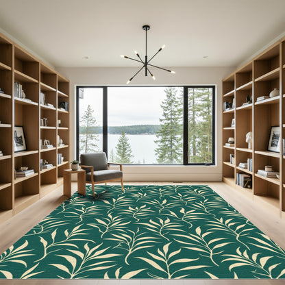 Emerald Green Leafy Branches Rug