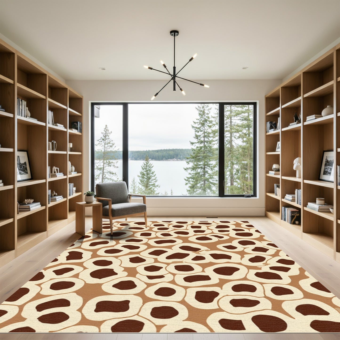 Organic Brown White Blob Cluster Rug