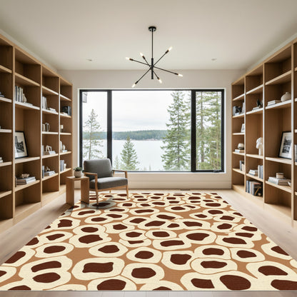 Organic Brown White Blob Cluster Rug
