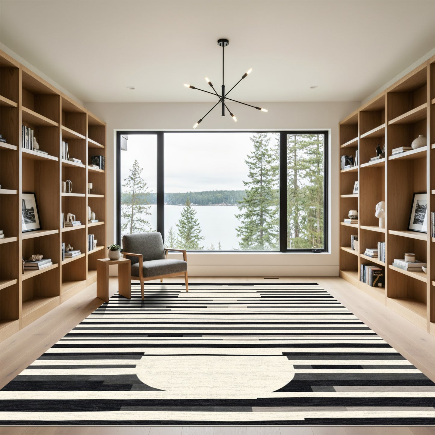 Monochromatic Horizontal Stripe Abstract Rug