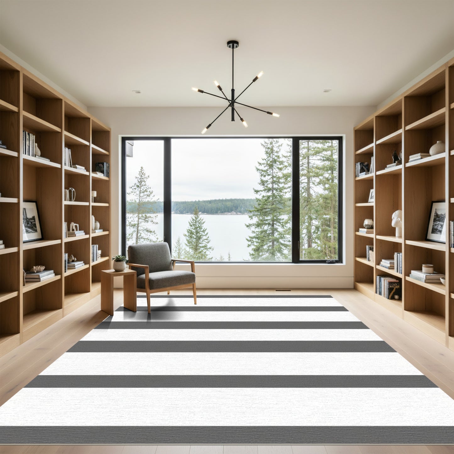 Classic Charcoal White Stripe Rug