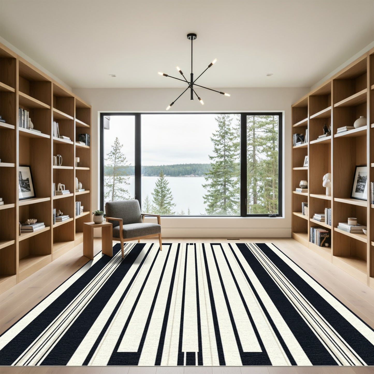 Bold Dark Light Parallel Bands Rug