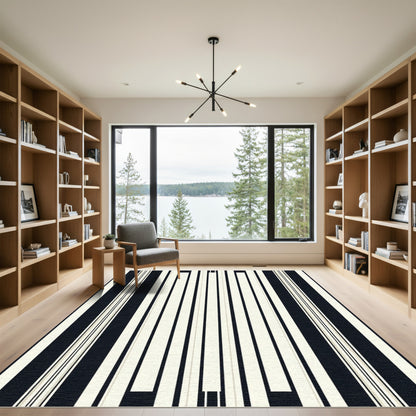 Bold Dark Light Parallel Bands Rug
