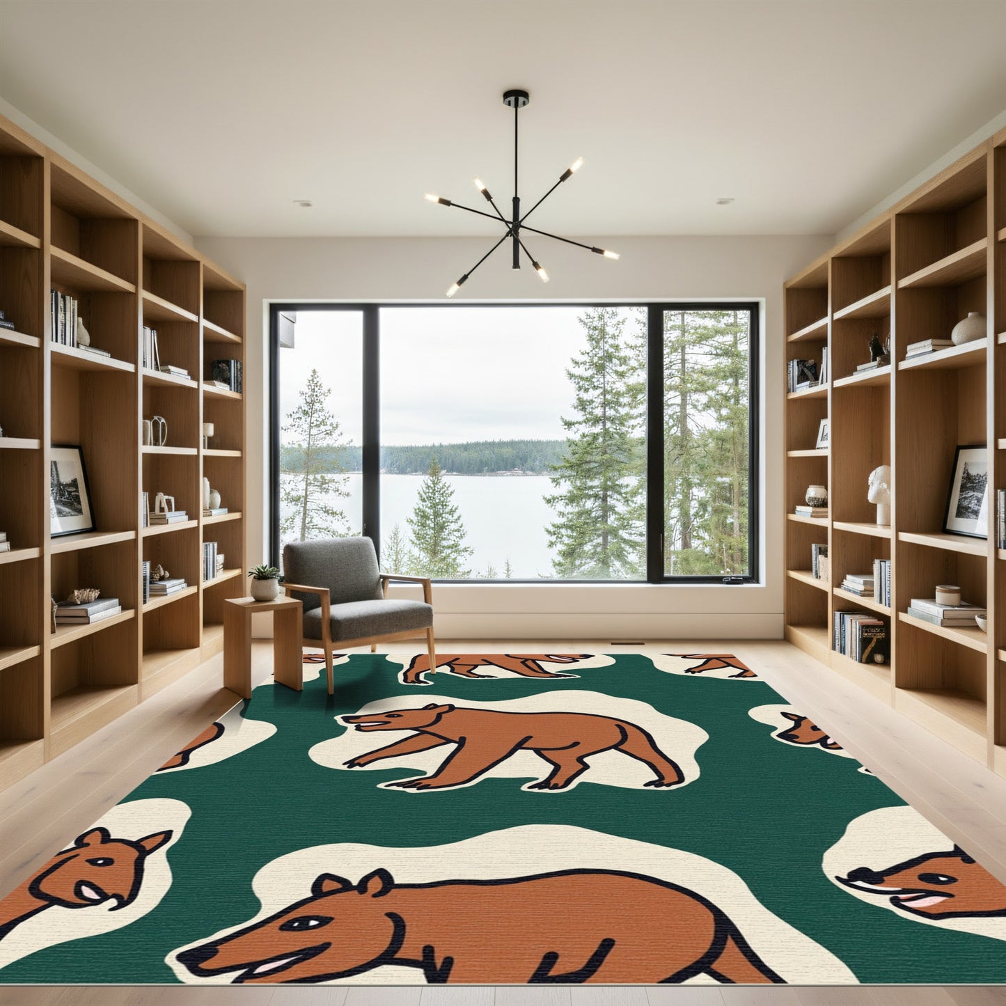 Wandering Brown Bear Forest Trail Rug