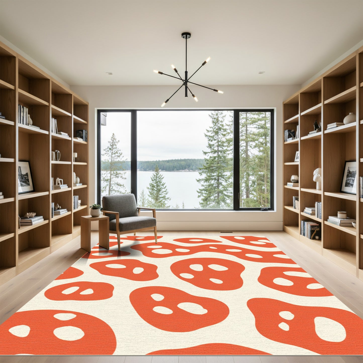 Cream Orange Organic Blotches Rug