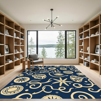 Cream Seafloor Starfish Swirl Rug