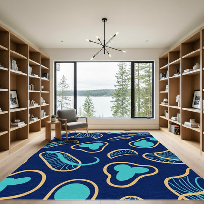 Navy Abstract Organic Shapes Rug