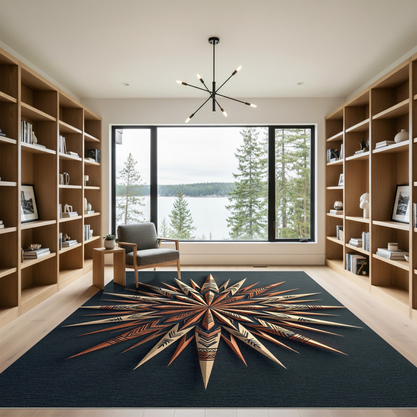 Sunburst Tribal Geometric Symmetrical Rug