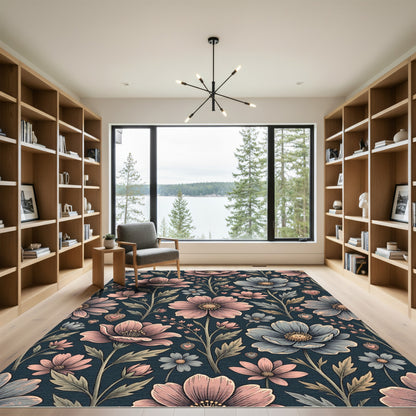 Vintage Romantic Floral Heart Garden Rug