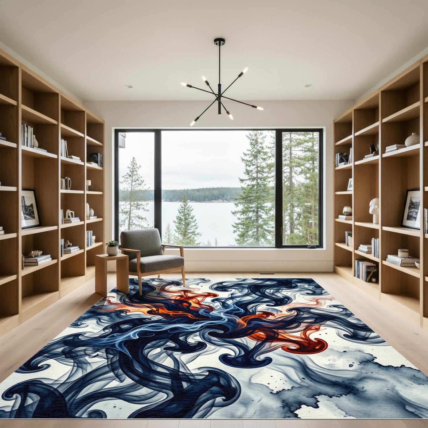 Flaming Fire Swirl Abstract Rug