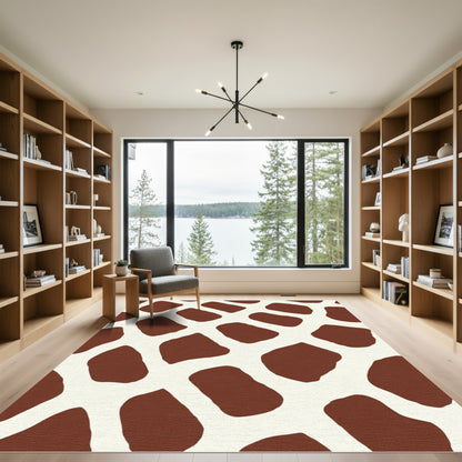 Brown Cream Animal Print Blocks Rug