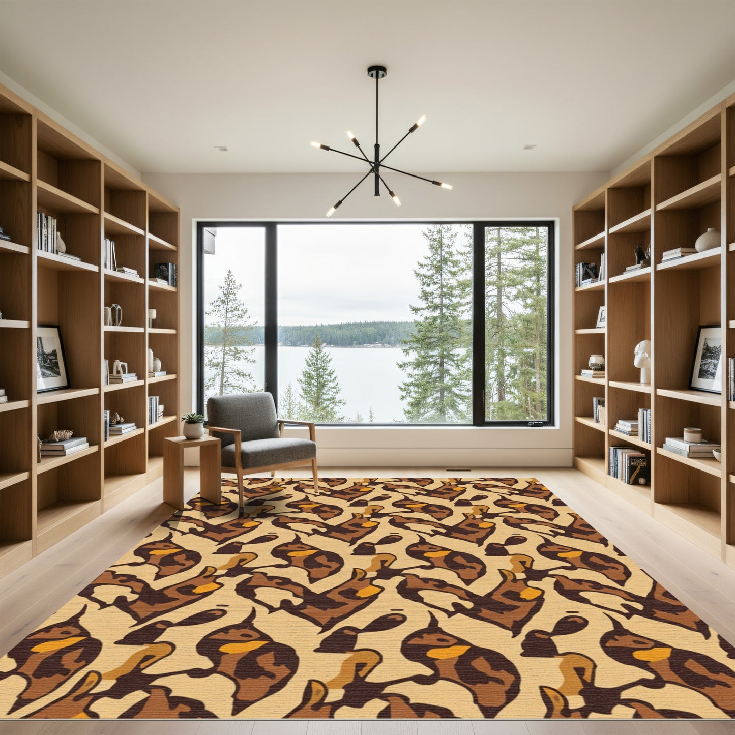 Abstract Camouflage Brown Motif Rug