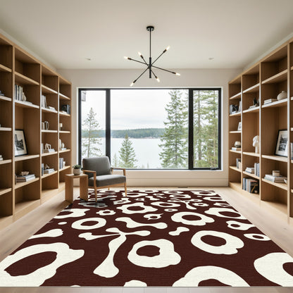 Brown Cream Organic Blob Pattern Rug