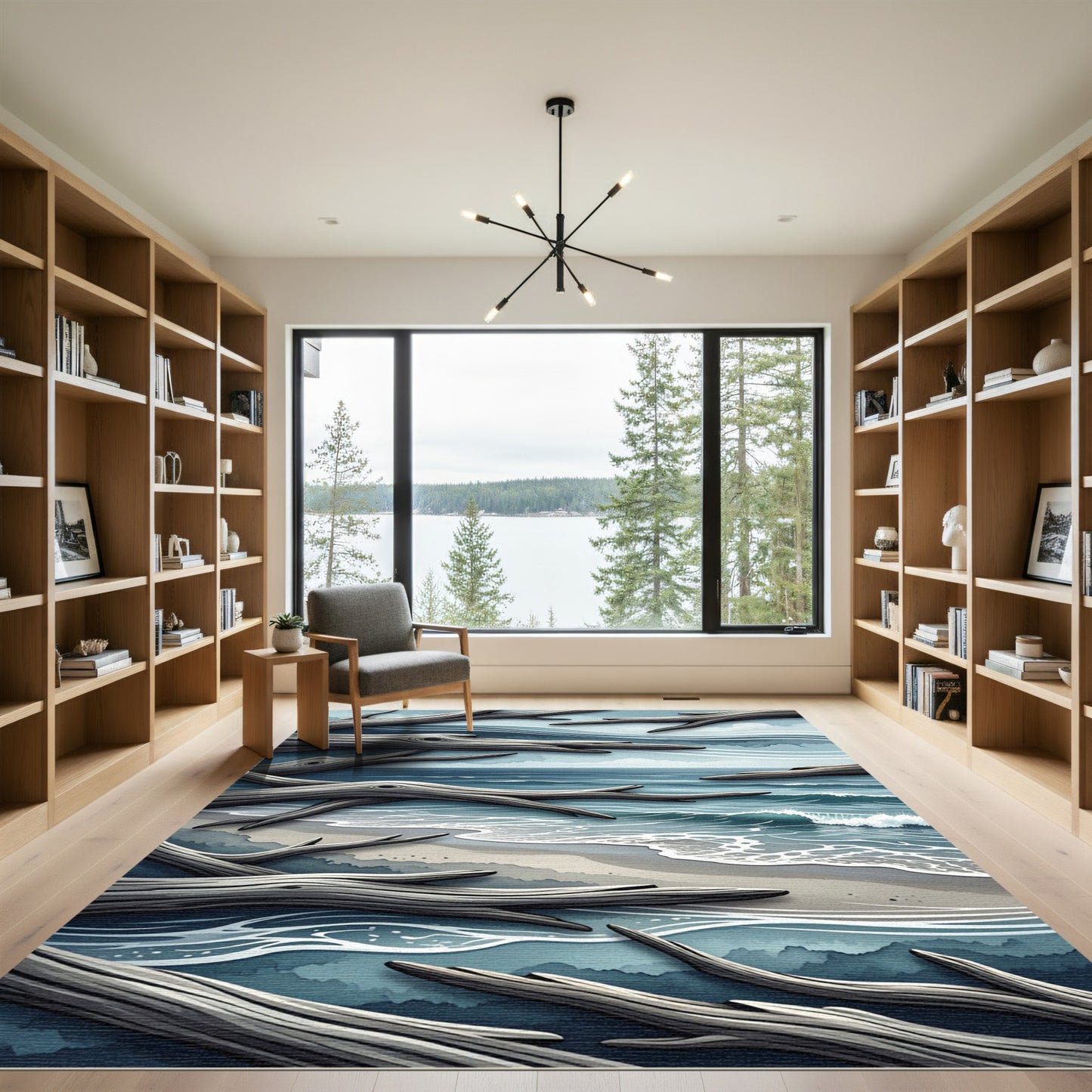Coastal Driftwood Shoreline Blue Horizon Rug