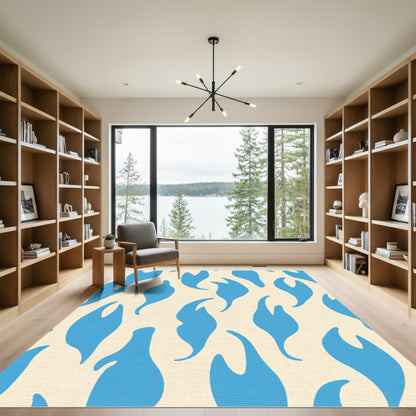 Blue Flame Inspired Abstract Art Rug