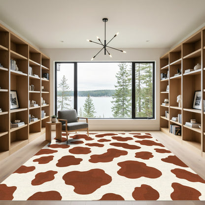 Brown Cream Freeform Organic Dots Rug