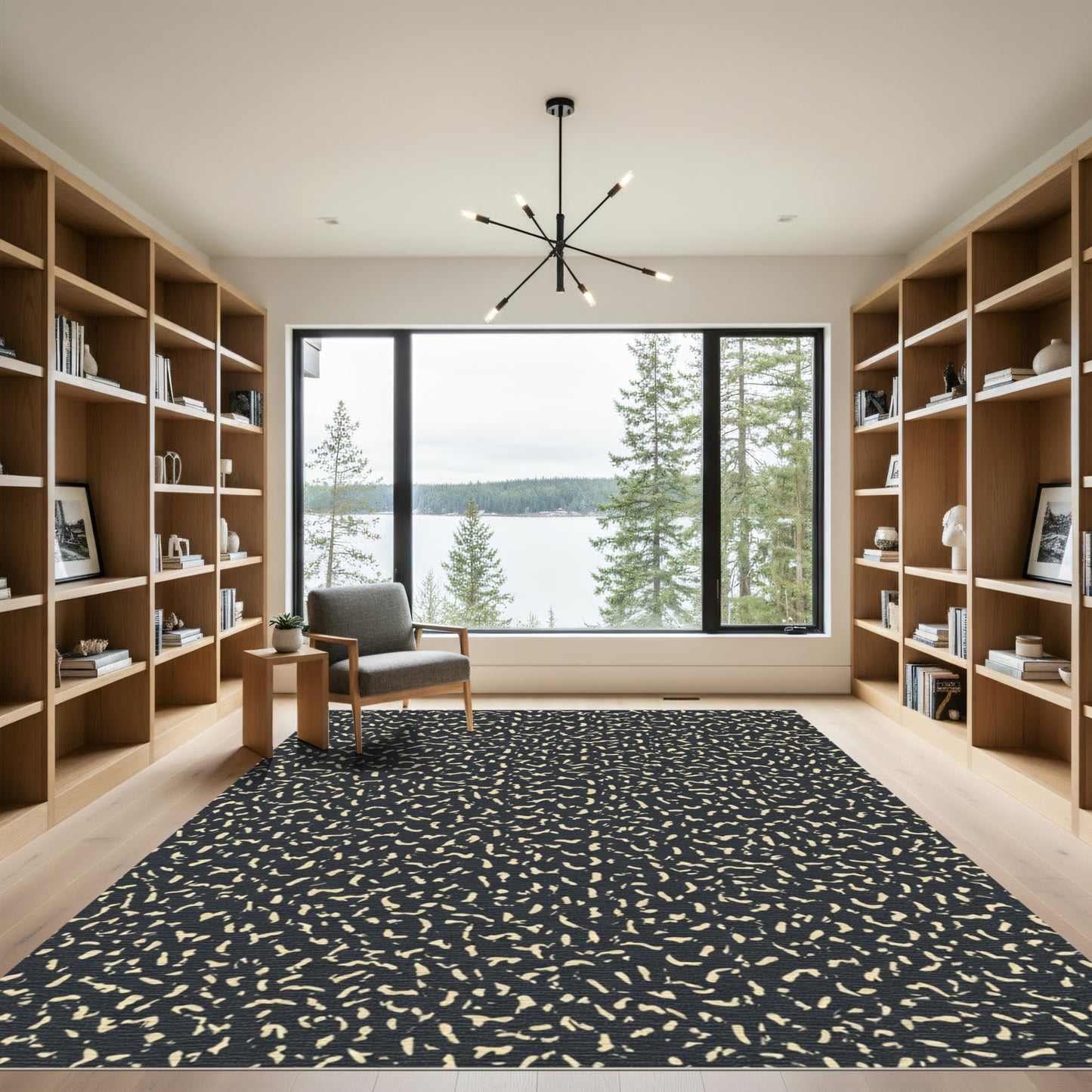 Dark Speckled Cream Abstract Scatter Rug
