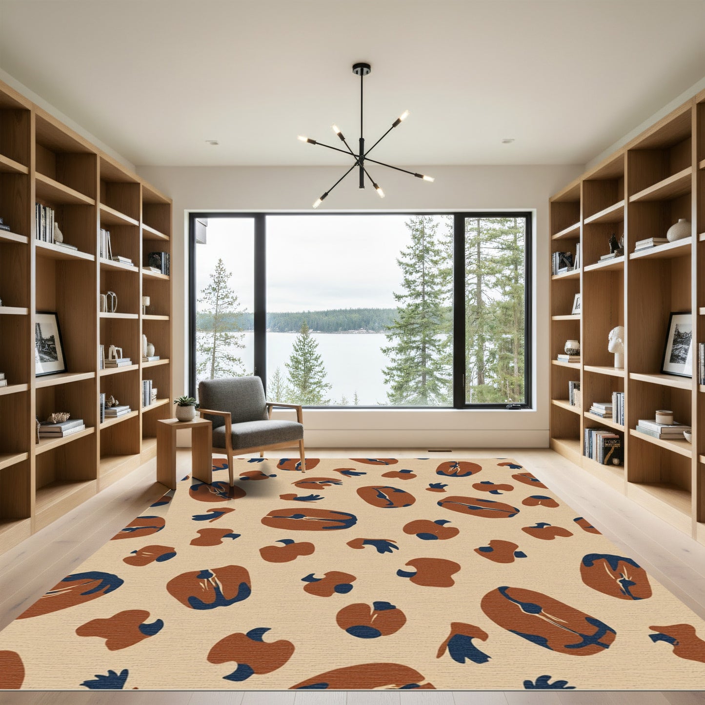 Burnt Orange Abstract Coffee Bean Composition Rug