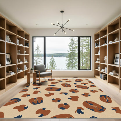 Burnt Orange Abstract Coffee Bean Composition Rug