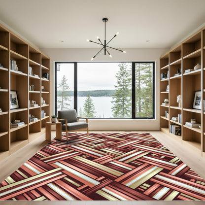 Woven Amber Red Stripe Texture Rug