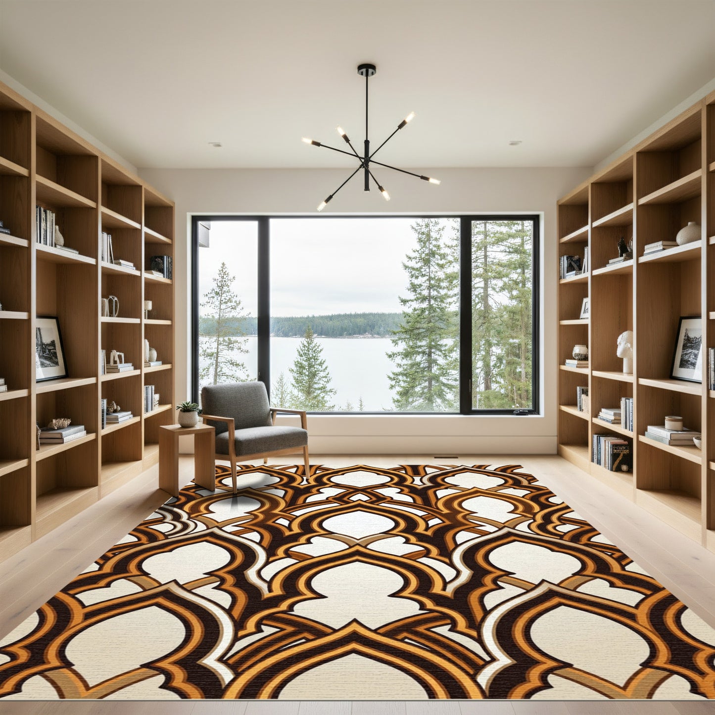 Rich Brown and Gold Trellis Rug