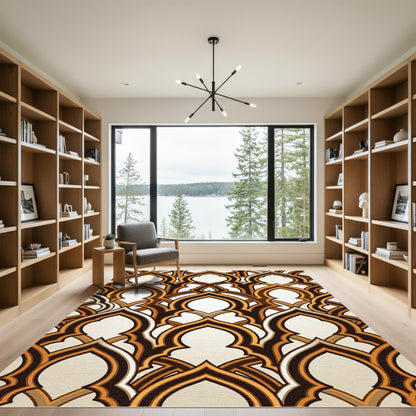 Rich Brown and Gold Trellis Rug