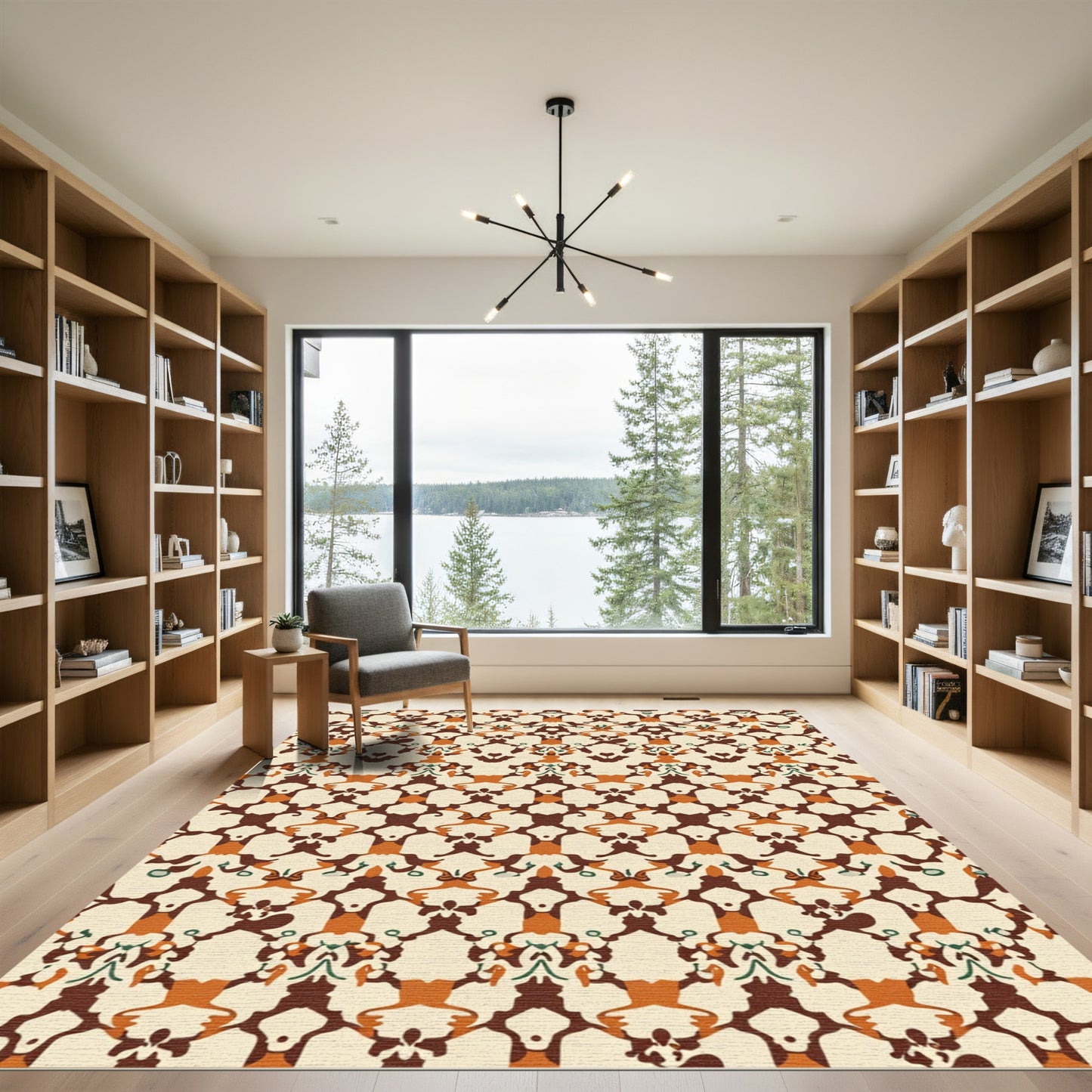 Earthy Orange Brown Abstract Figures Rug