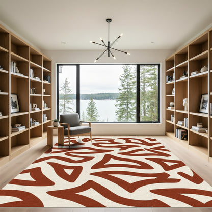 Terracotta Abstract Flowing Lines Rug