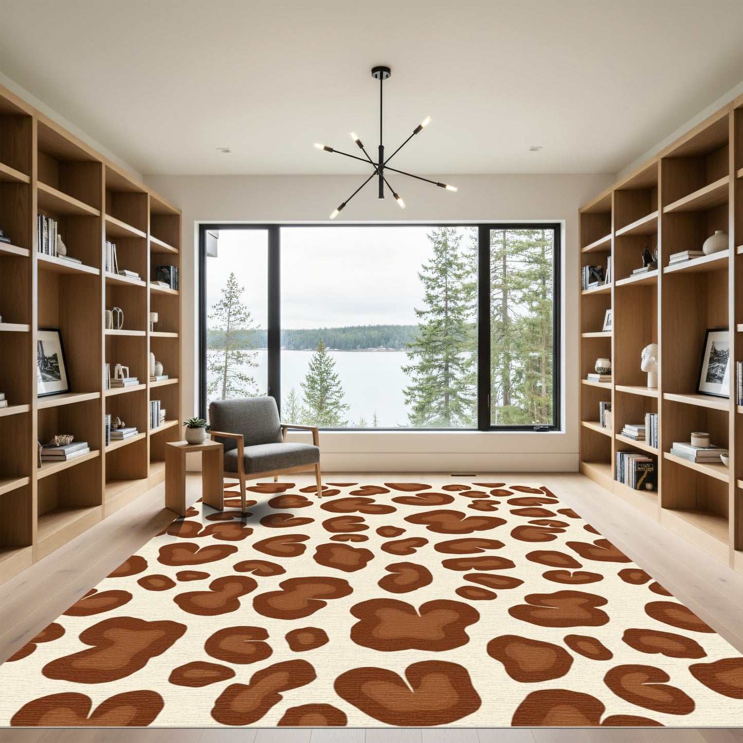 Brown Leopard Print Abstract Rug